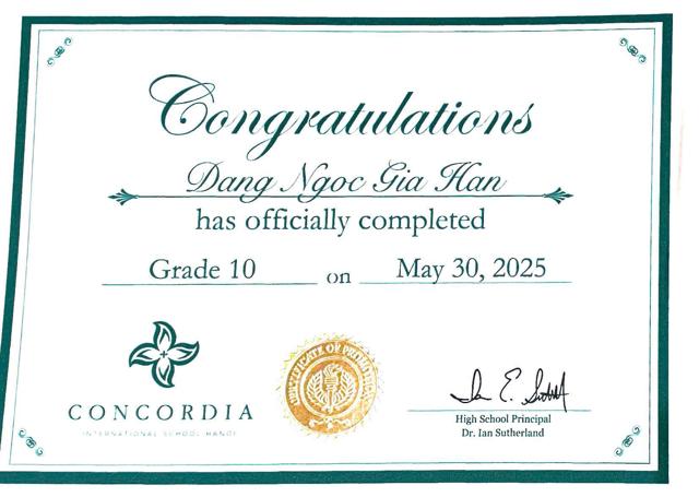 Grade 10 completed · Concordia · May 30, 2025