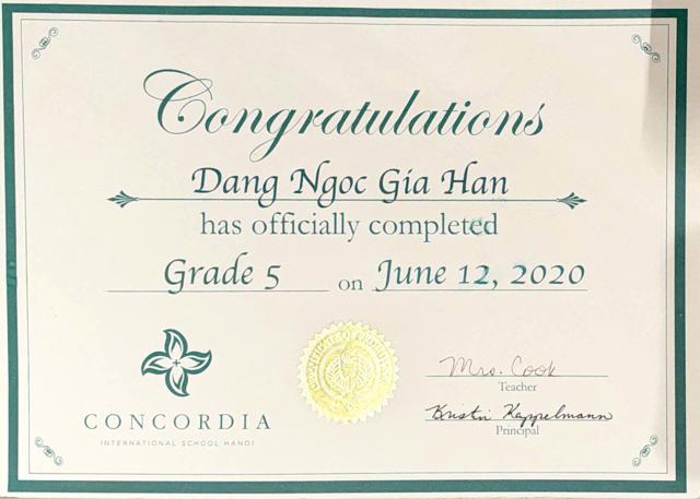 Grade 5 completed · Concordia · June 12, 2020