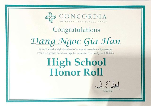 Honor Roll · Semester 1, 2025–26